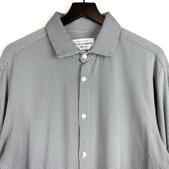 Mizzen+Main Spinnaker Collection Trim Fit Black White MicroCheck Shirt - 2XL XXL - Picture 3 of 10